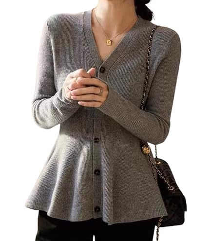 【新品タグ付】スナイデル　ペプラムカーディガン　リブニット　トップス　フリル　黒 Amazon.co.jp: トップス カーディガン ニット リブニット ペプラム